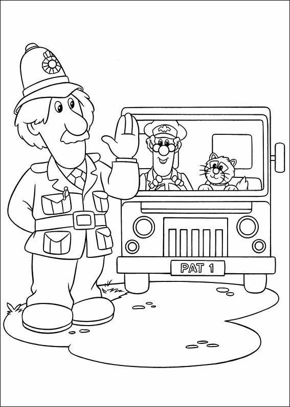 Disegno Postman Pat fermato da un poliziotto da colorare Disegno Postman Pat fermato da un poliziotto da colorare