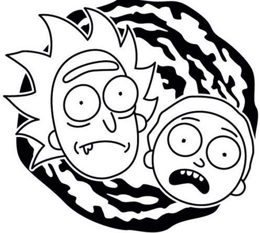 Disegno Rick e Morty in un portale a spirale da colorare Disegno Rick e Morty in un portale a spirale da colorare