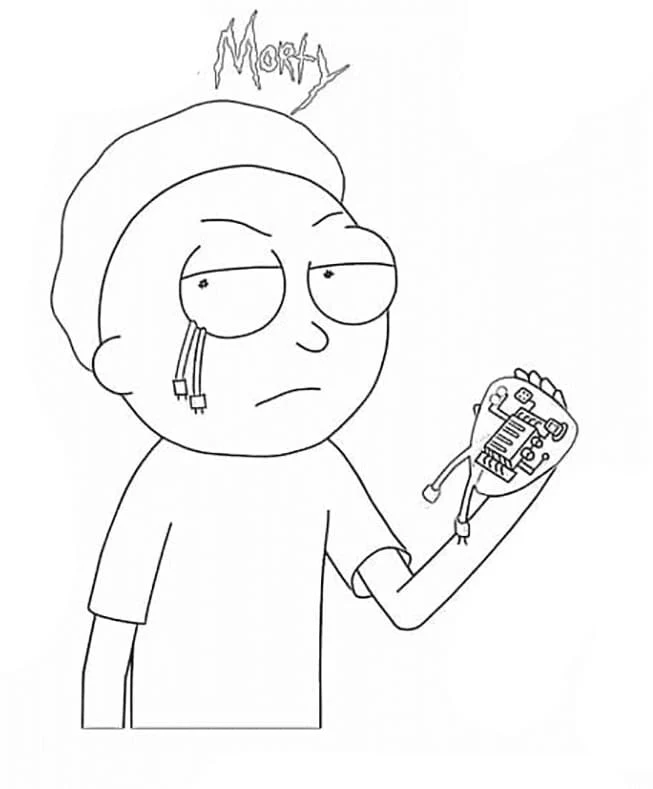 Disegno Morty Smith con una mano robotica da colorare