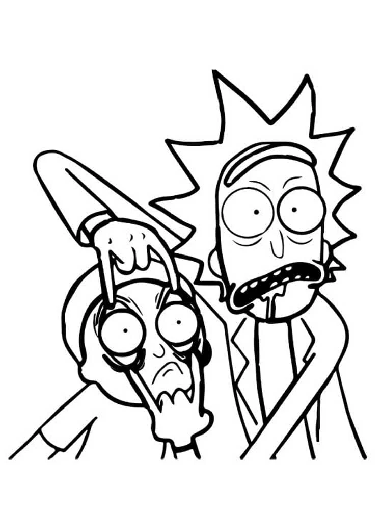 Disegno Rick e Morty con facce spaventate buffe da colorare Disegno Rick e Morty con facce spaventate buffe da colorare