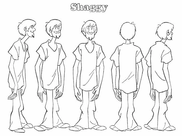 Disegno Shaggy visto da cinque angolazioni diverse da colorare