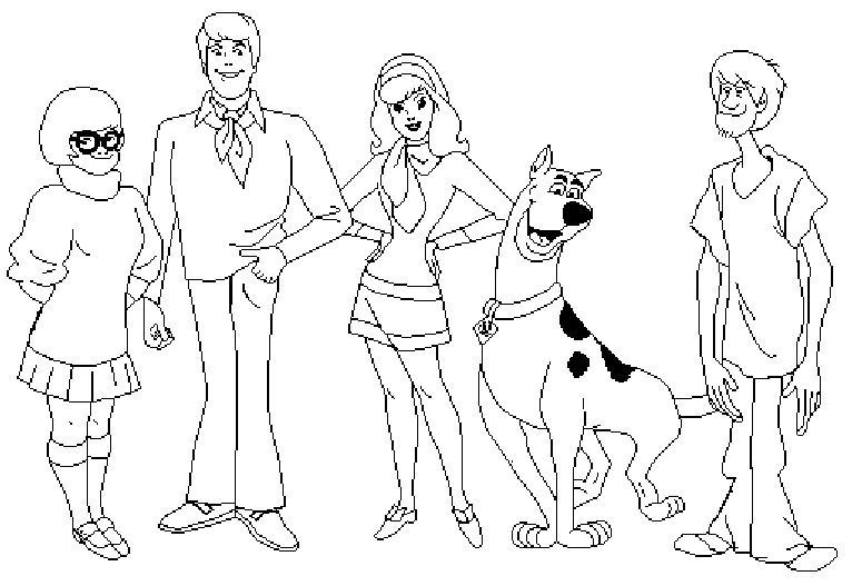 Disegno Scooby Doo e tutta la banda insieme da colorare