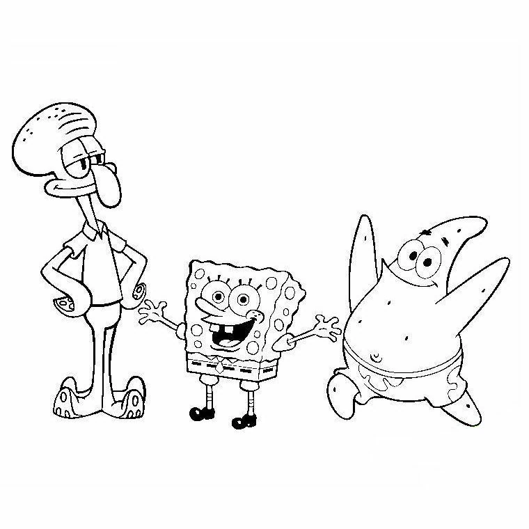 Disegno SpongeBob SquarePants con Squiddi e Patrizio da colorare Disegno SpongeBob SquarePants con Squiddi e Patrizio da colorare