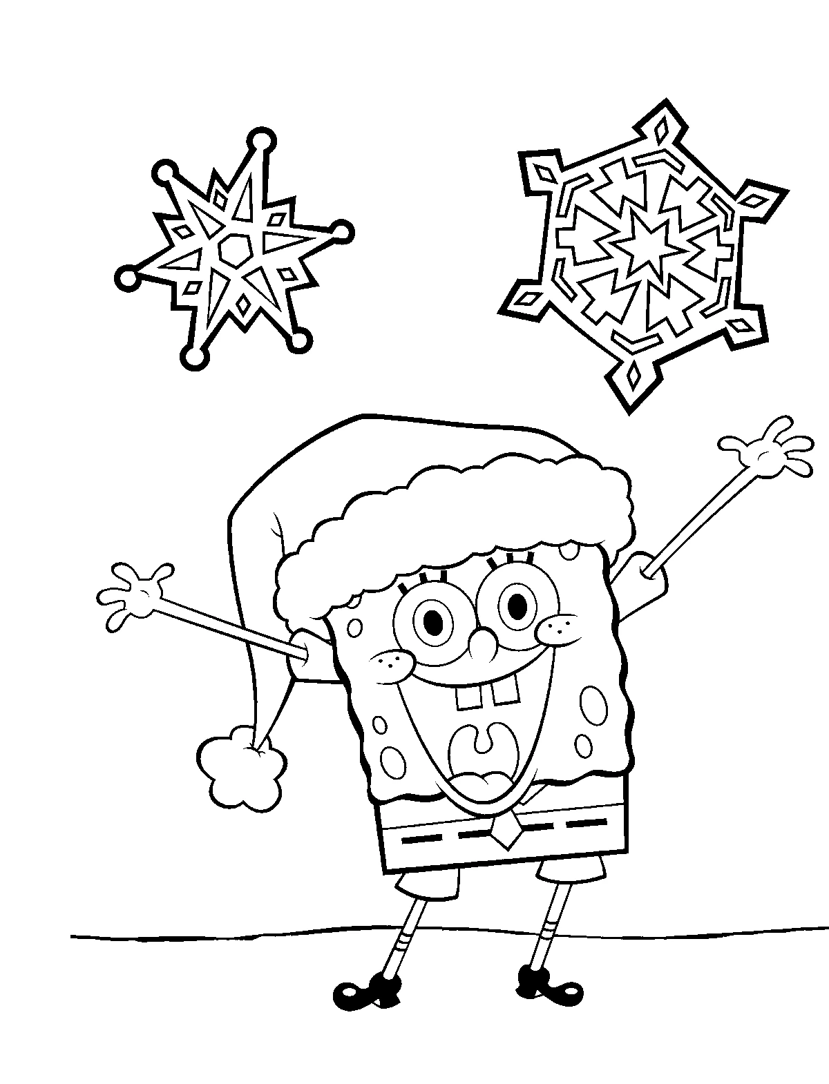 Disegno SpongeBob SquarePants festeggia con il cappello di Natale da colorare Disegno SpongeBob SquarePants festeggia con il cappello di Natale da colorare