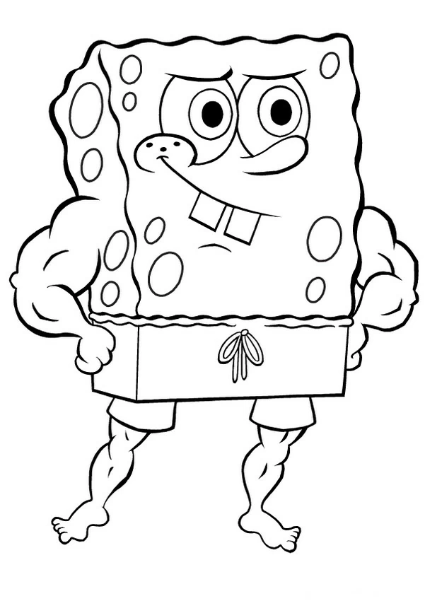 Disegno SpongeBob SquarePants con braccia muscolose da colorare Disegno SpongeBob SquarePants con braccia muscolose da colorare