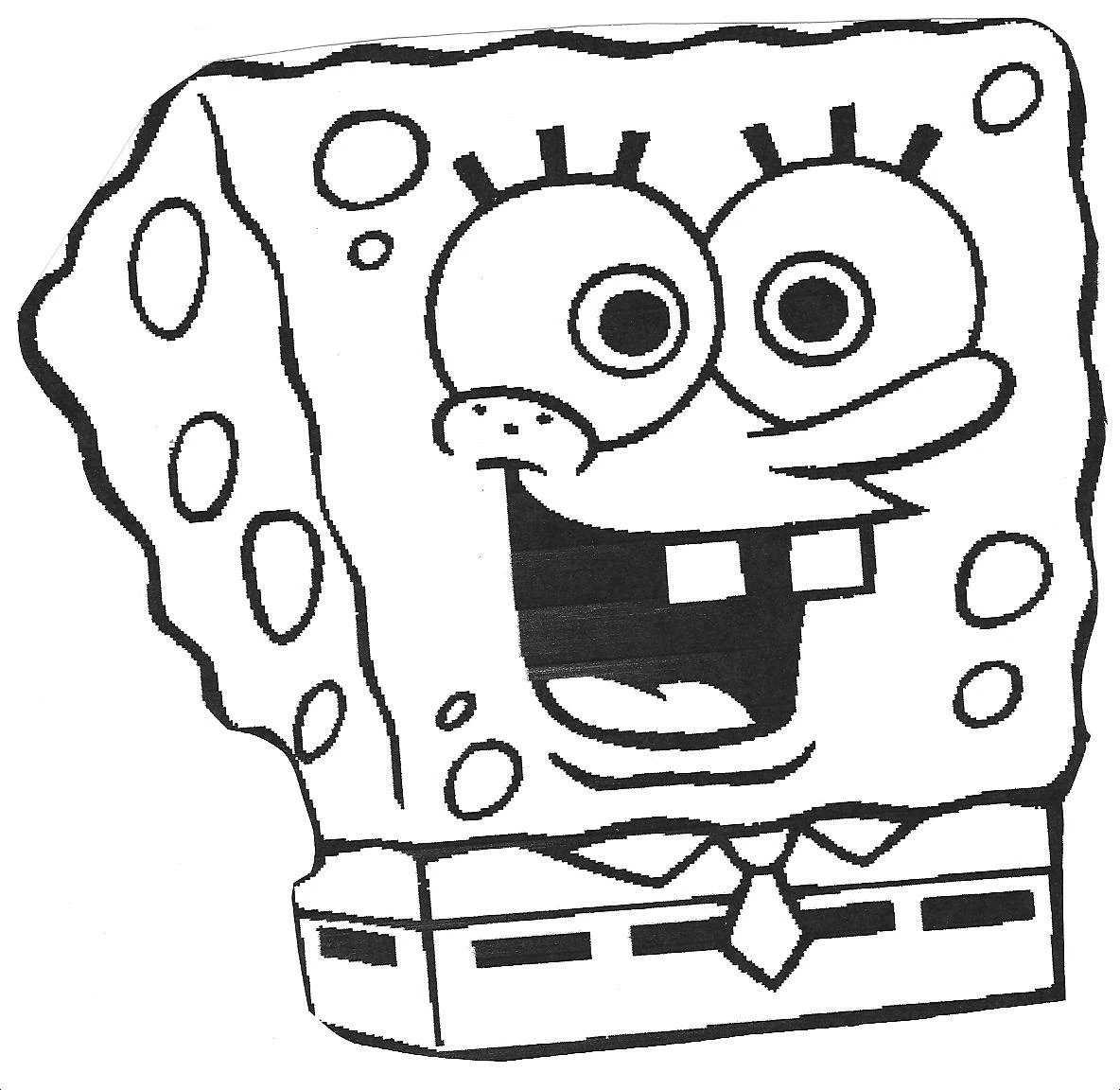 Disegno SpongeBob SquarePants viso sorridente in primo piano da colorare Disegno SpongeBob SquarePants viso sorridente in primo piano da colorare