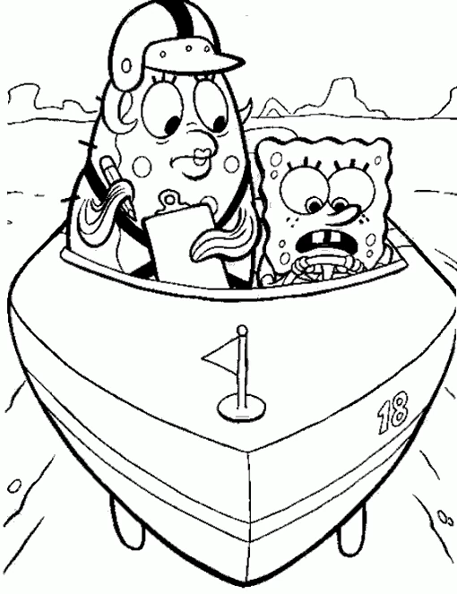 Disegno SpongeBob SquarePants durante la lezione di guida in barca da colorare Disegno SpongeBob SquarePants durante la lezione di guida in barca da colorare
