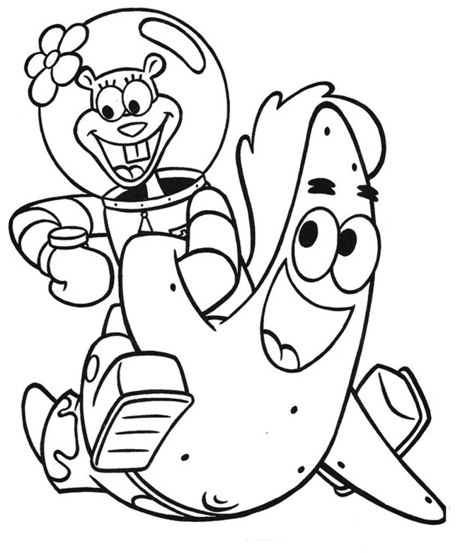 Disegno Sandy Cheeks e Patrick Stella si divertono da colorare Disegno Sandy Cheeks e Patrick Stella si divertono da colorare
