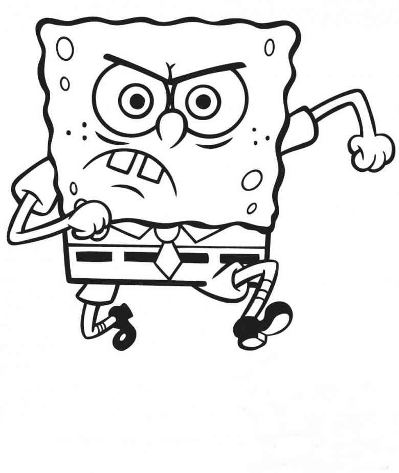 Disegno SpongeBob SquarePants arrabbiato da colorare Disegno SpongeBob SquarePants arrabbiato da colorare