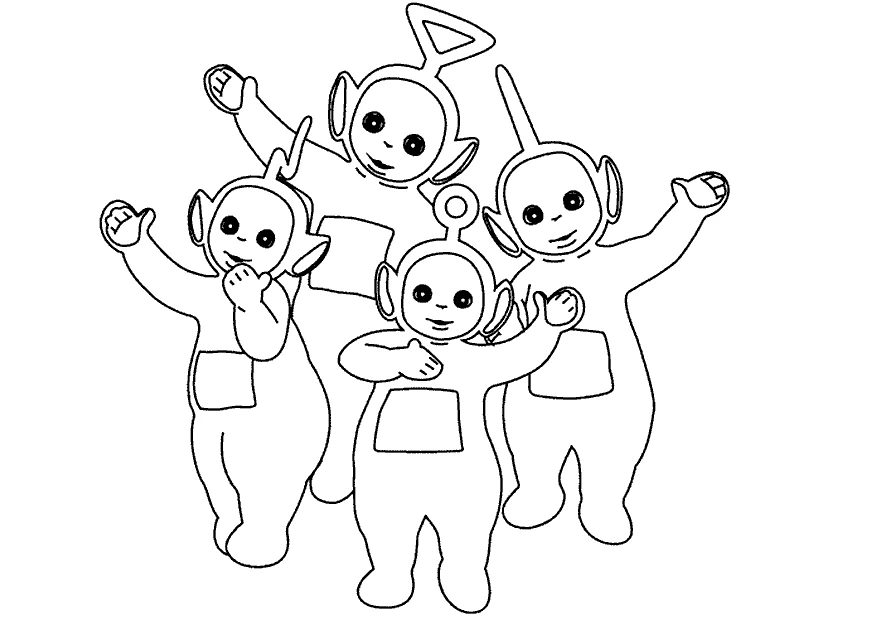 Disegno Teletubbies che salutano tutti insieme da colorare Disegno Teletubbies che salutano tutti insieme da colorare