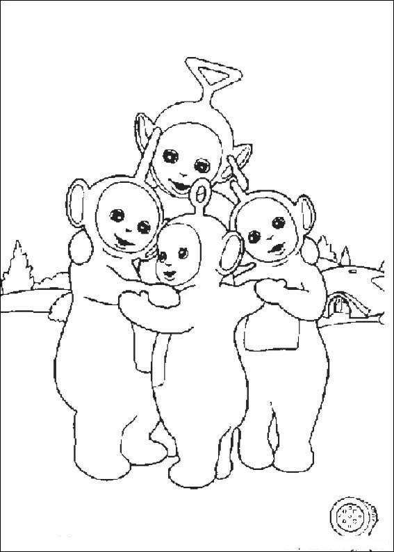 Disegno Teletubbies che si abbracciano da colorare