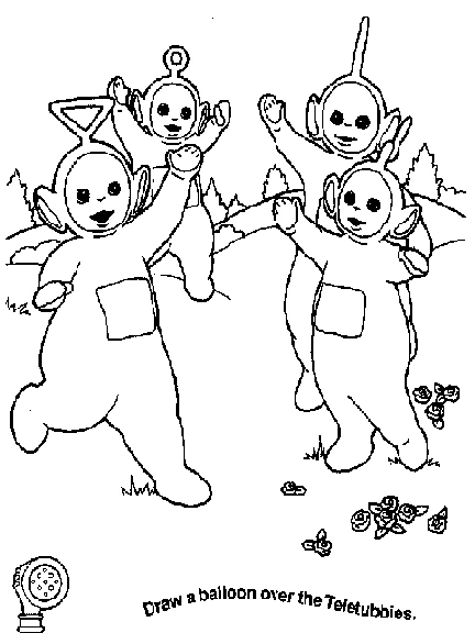Disegno Teletubbies che saltano felici insieme da colorare