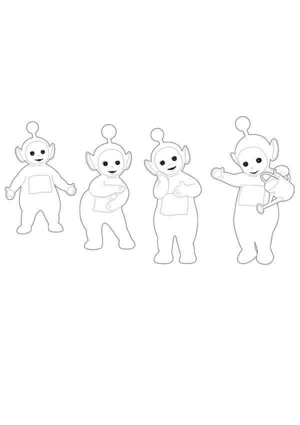 Disegno Teletubbies in piedi insieme da colorare Disegno Teletubbies in piedi insieme da colorare