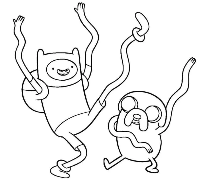 Disegno Finn e Jake che ballano da colorare Disegno Finn e Jake che ballano da colorare