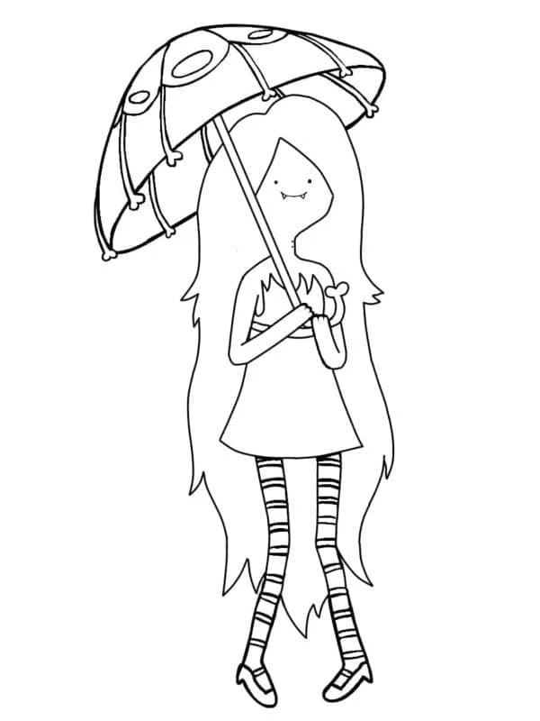 Disegno Marceline con un ombrello da colorare