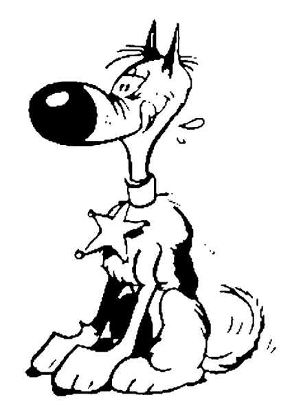 Disegno Rantanplan il cane sceriffo seduto da colorare
