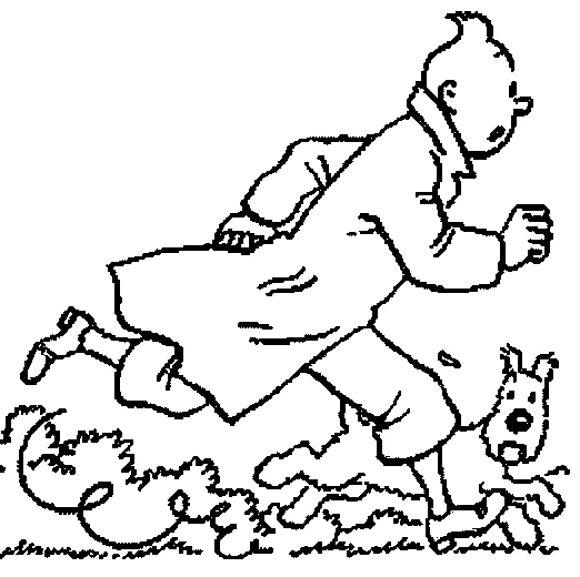 Disegno Tintin che corre con Milù da colorare Disegno Tintin che corre con Milù da colorare
