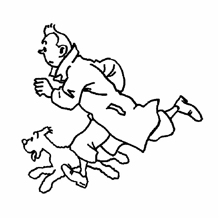 Disegno Tintin che corre con Milù da colorare Disegno Tintin che corre con Milù da colorare