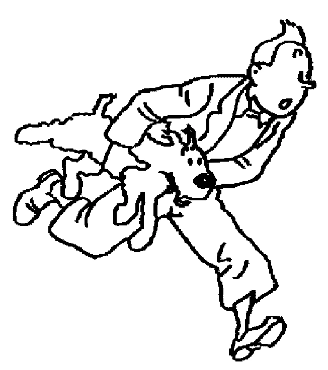 Disegno Tintin che corre con Milù da colorare Disegno Tintin che corre con Milù da colorare