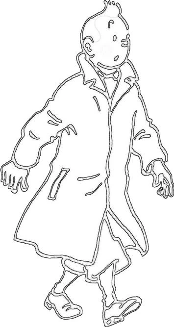 Disegno Tintin che cammina con il suo lungo cappotto da colorare Disegno Tintin che cammina con il suo lungo cappotto da colorare