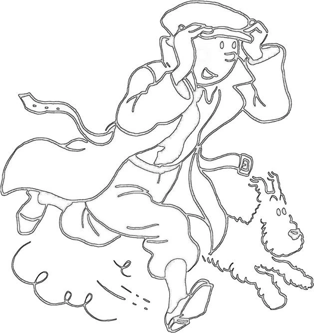 Disegno Tintin corre con Milù da colorare