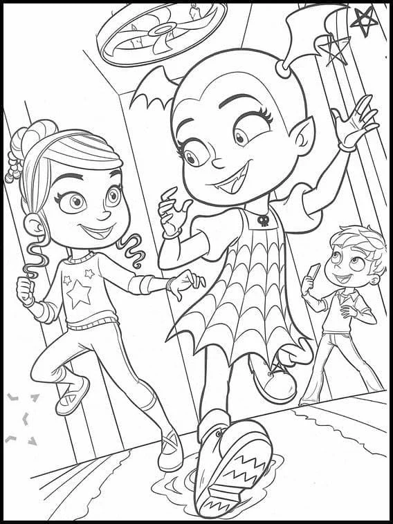 Disegno Vampirina che danza con i suoi amici da colorare