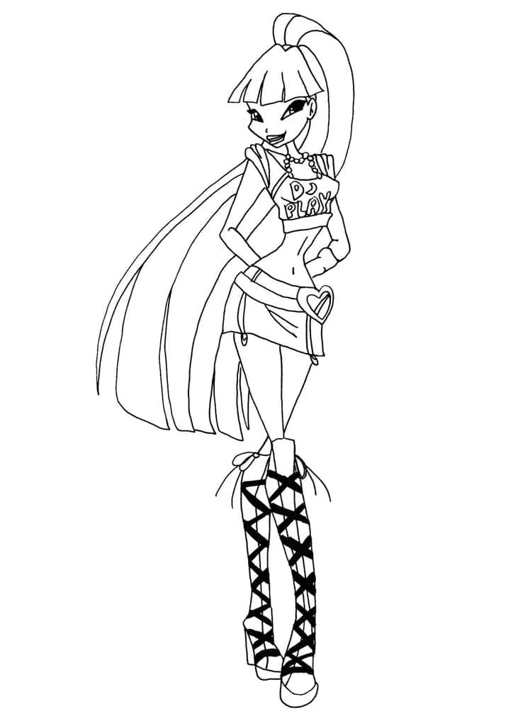 Disegno Musa in posa con un look alla moda da colorare