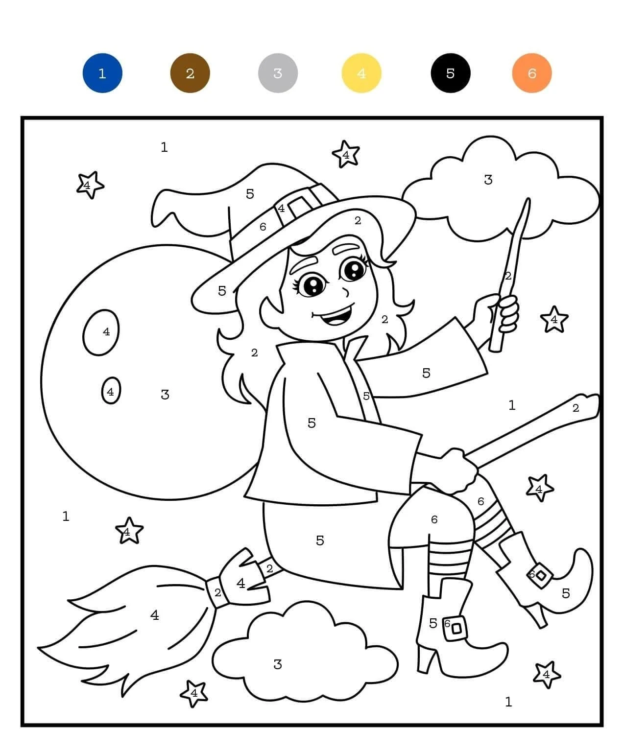 Disegno Streghetta carina che vola sulla scopa da colorare
