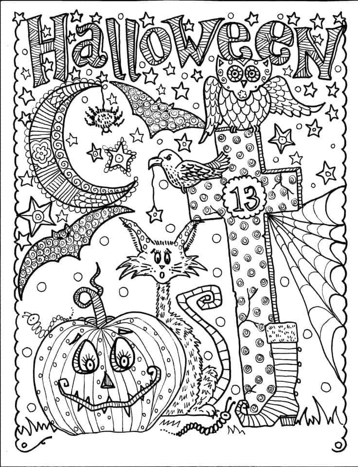 Disegno da colorare: Halloween Adulto (Colorare Adulti) #200240 - Pagine da Colorare Stampabili Gratuite