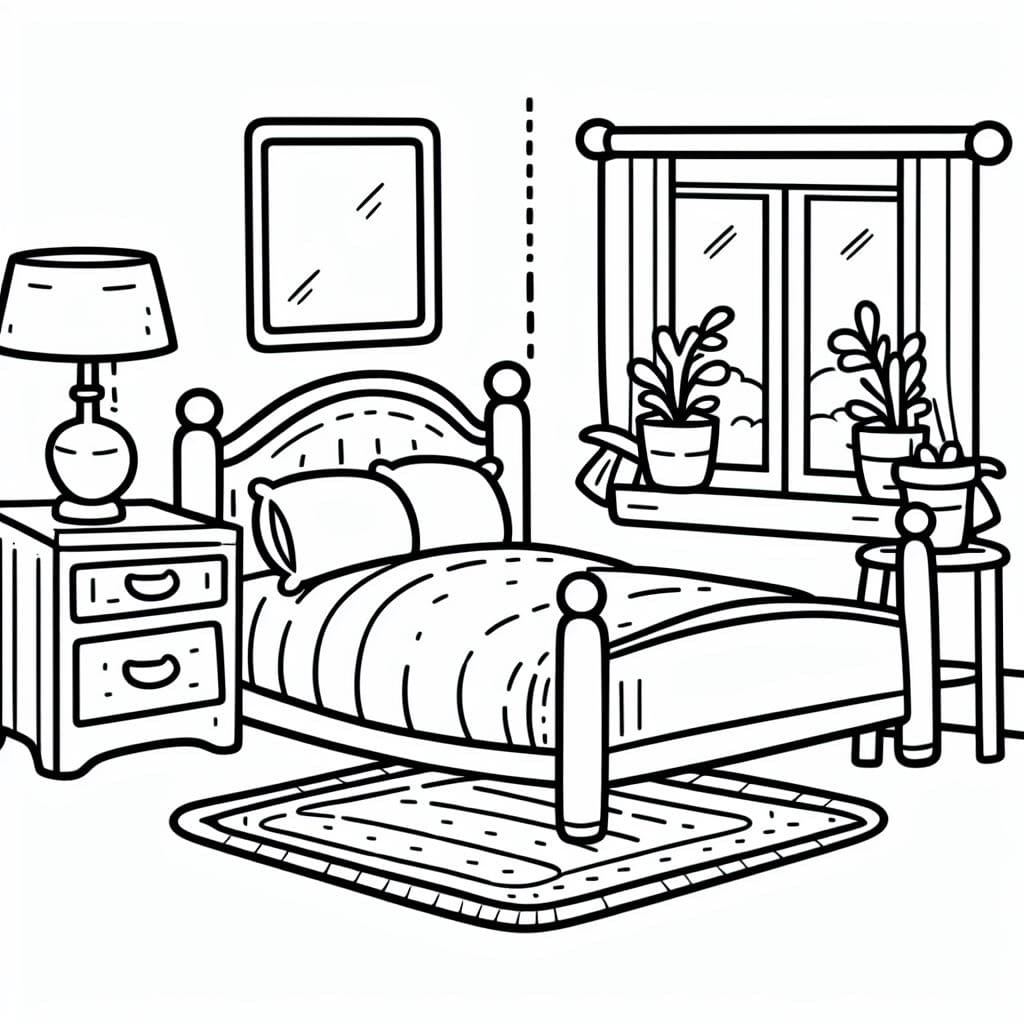 Disegno da colorare: Camera da Letto (Edifici e Architettura) #203874 - Pagine da Colorare Stampabili Gratuite