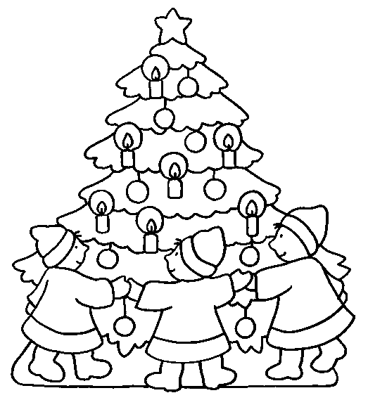 Disegno Bambini che ballano intorno all'albero di Natale da colorare Disegno Bambini che ballano intorno all'albero di Natale da colorare