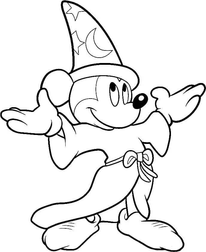Disegno Topolino apprendista stregone da colorare