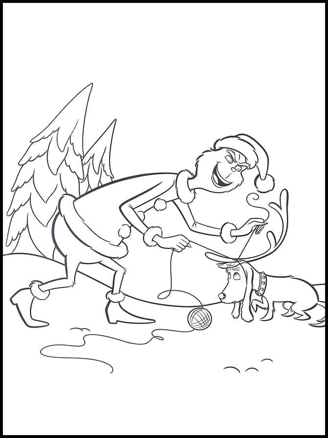 Disegno Grinch che gioca con il cane Max da colorare Disegno Grinch che gioca con il cane Max da colorare