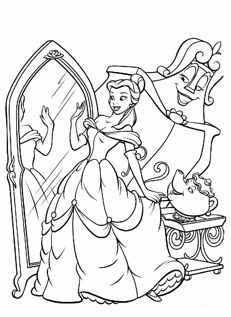 Disegno Belle si ammira allo specchio da colorare Disegno Belle si ammira allo specchio da colorare
