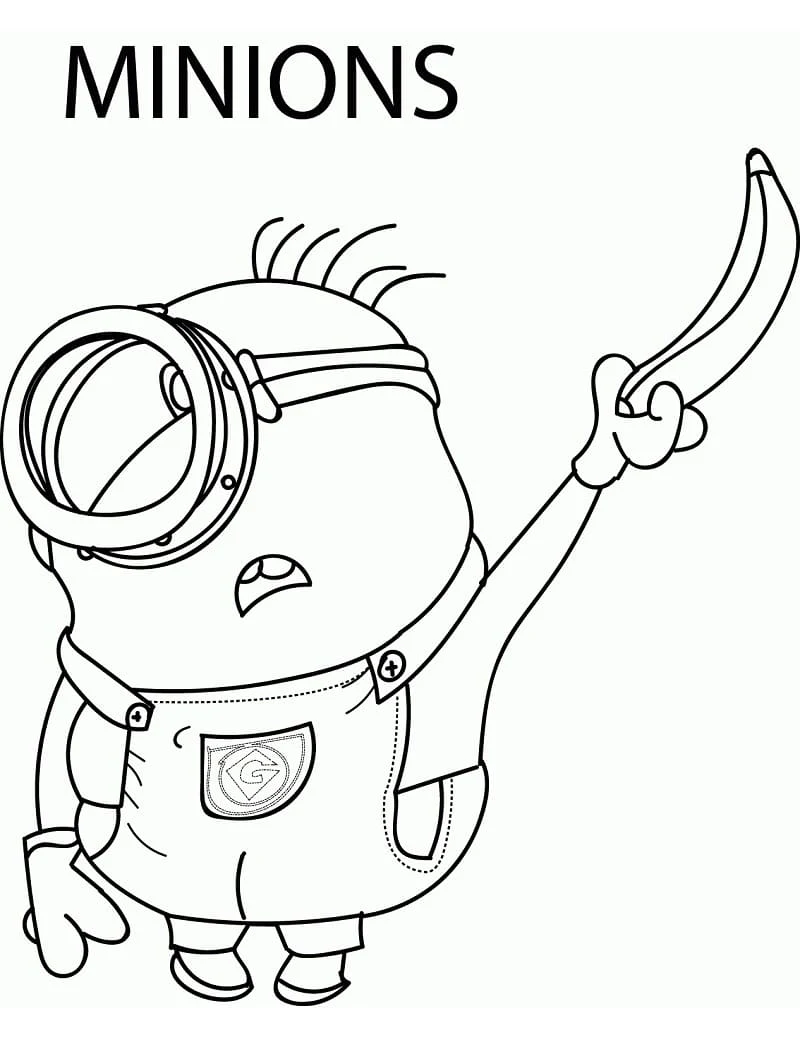 Disegno Minion che tiene in alto una banana da colorare Disegno Minion che tiene in alto una banana da colorare