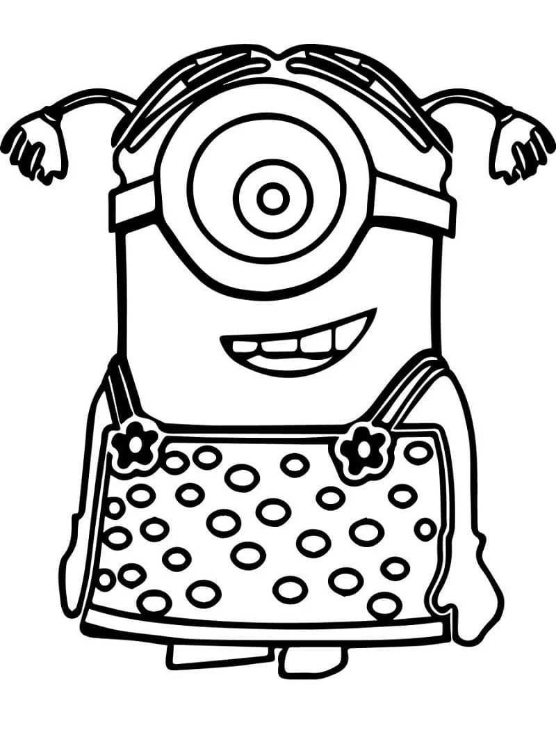 Disegno Minion Stuart con vestito a pois da colorare Disegno Minion Stuart con vestito a pois da colorare