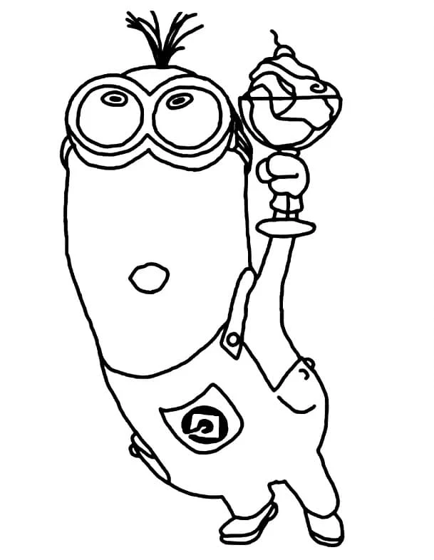 Disegno Minion con una coppa di dessert in mano da colorare Disegno Minion con una coppa di dessert in mano da colorare