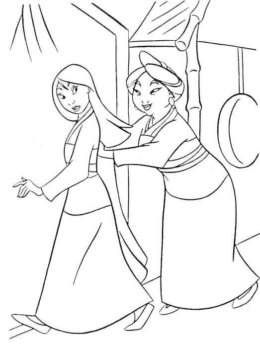 Disegno Mulan spinta dalla sensale da colorare Disegno Mulan spinta dalla sensale da colorare