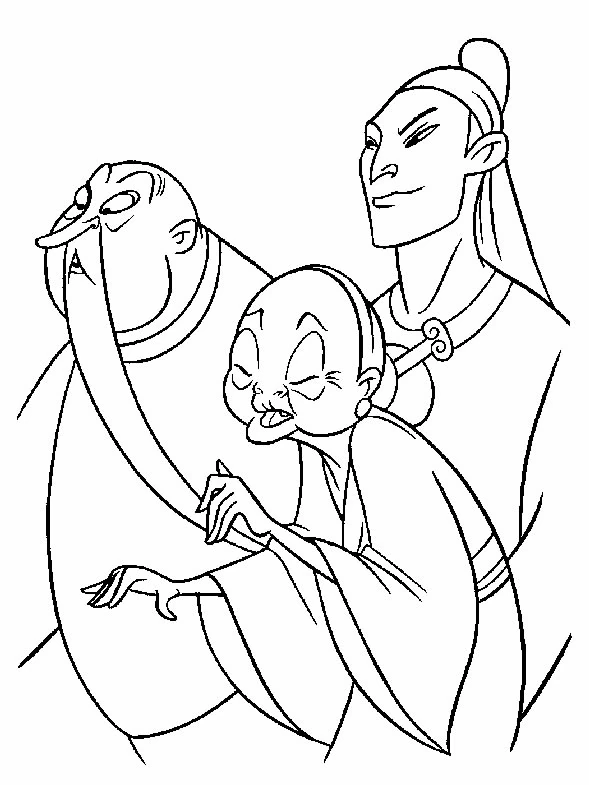 Disegno Mulan con due anziani da colorare Disegno Mulan con due anziani da colorare