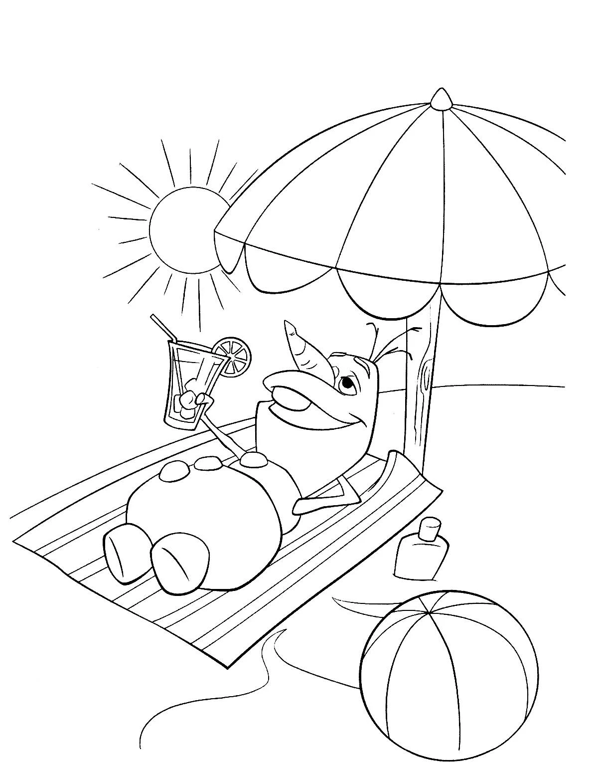 Disegno Olaf che si rilassa in spiaggia da colorare Disegno Olaf che si rilassa in spiaggia da colorare