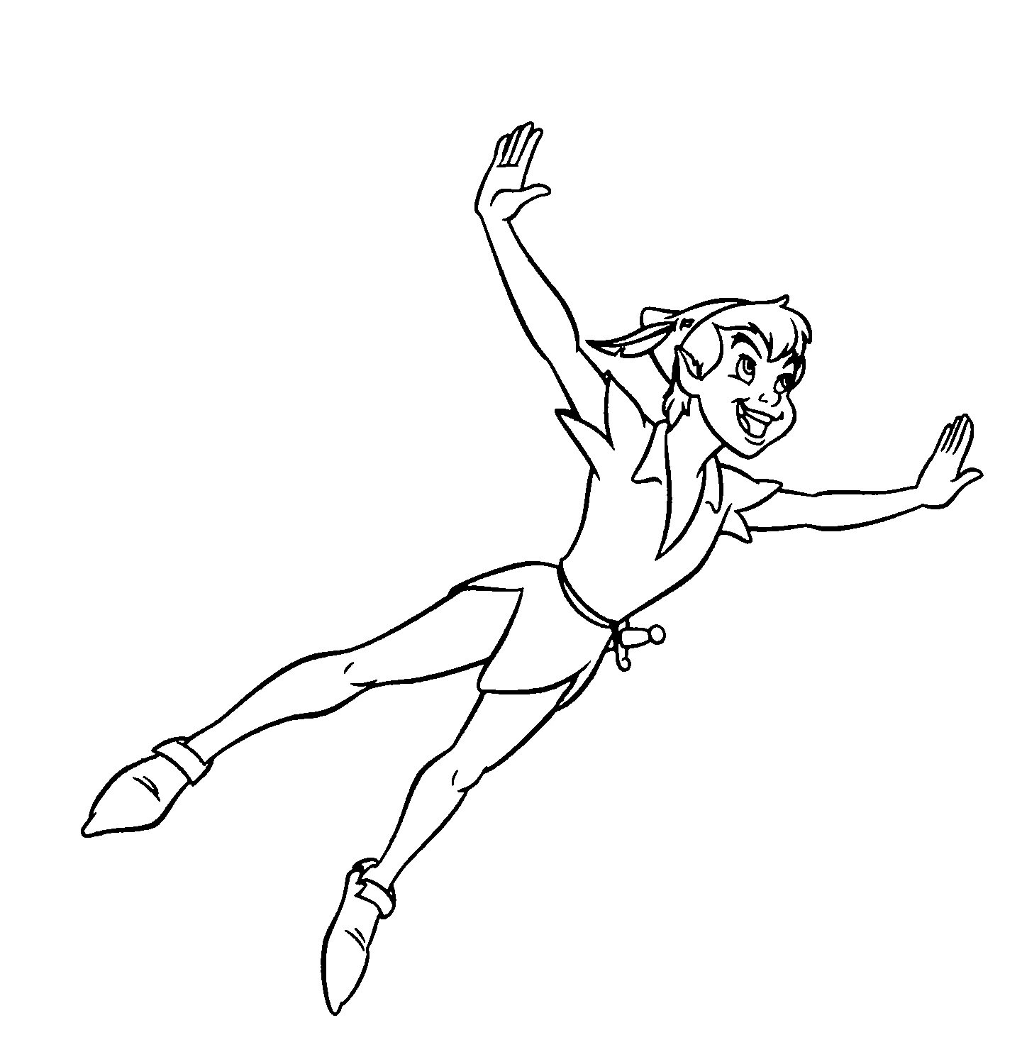 Disegno Peter Pan che vola nel cielo da colorare