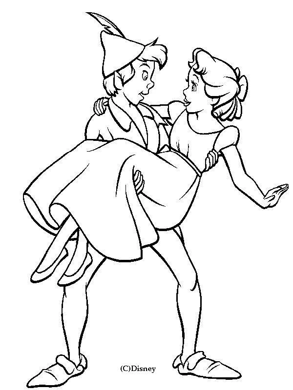 Disegno Peter Pan che porta Wendy tra le braccia da colorare Disegno Peter Pan che porta Wendy tra le braccia da colorare