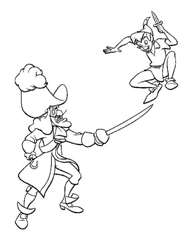Disegno Peter Pan combatte contro Capitan Uncino da colorare Disegno Peter Pan combatte contro Capitan Uncino da colorare