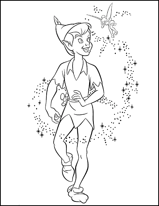 Disegno Peter Pan che vola con Trilly da colorare Disegno Peter Pan che vola con Trilly da colorare