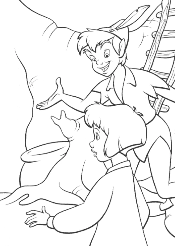 Disegno Peter Pan che tende la mano a Wendy da colorare Disegno Peter Pan che tende la mano a Wendy da colorare