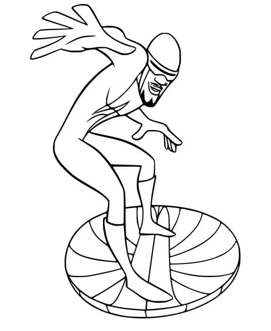 Disegno Frozone che pratica surf su un disco di ghiaccio da colorare Disegno Frozone che pratica surf su un disco di ghiaccio da colorare