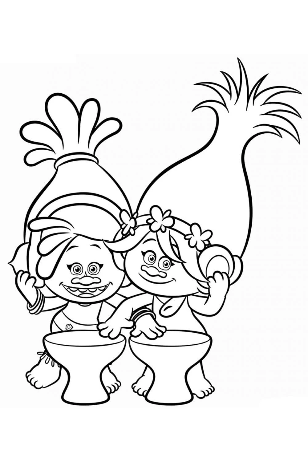 Disegno DJ Suki e Principessa Poppy che ballano insieme da colorare Disegno DJ Suki e Principessa Poppy che ballano insieme da colorare