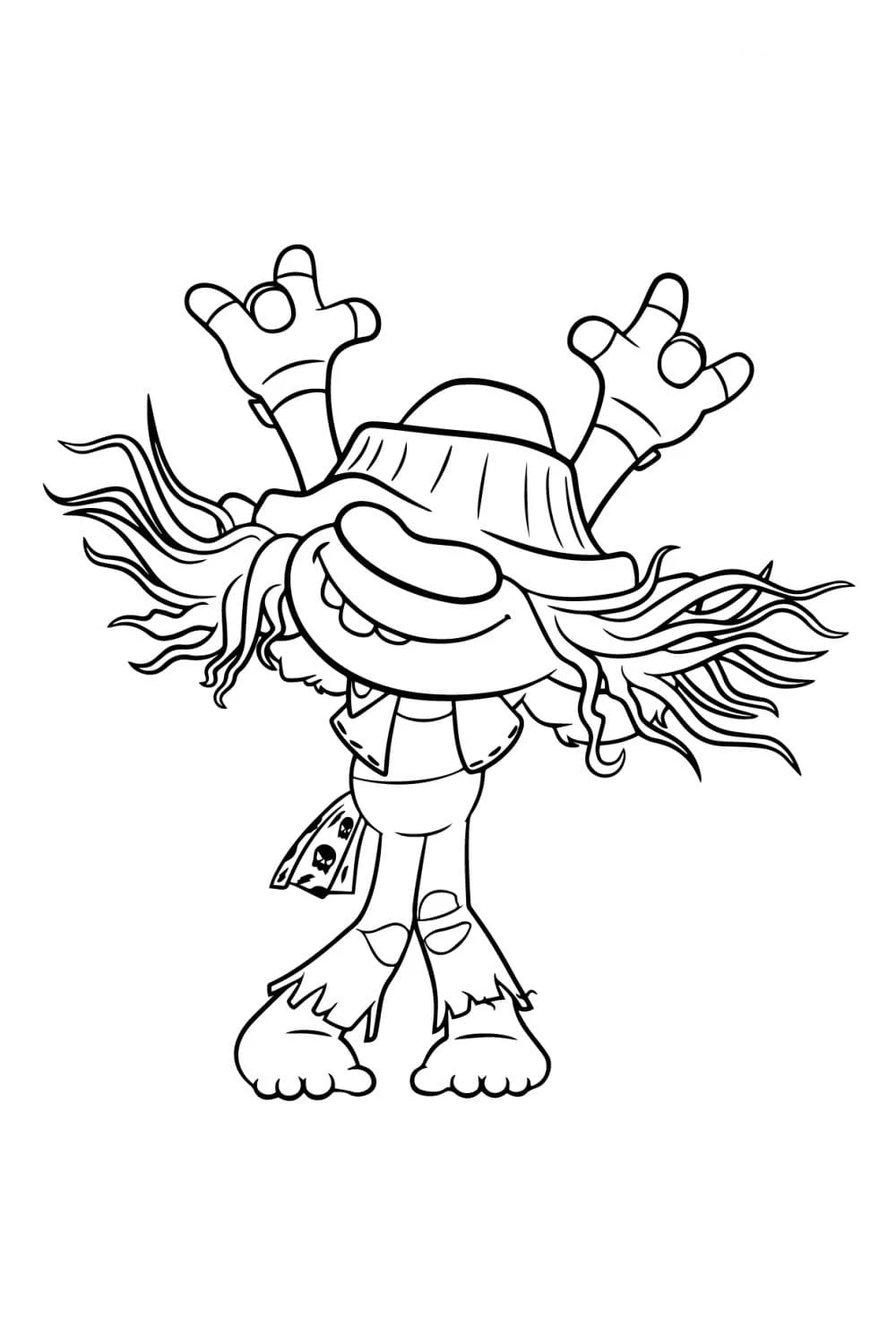 Disegno Riff di The Trolls con braccia alzate da colorare