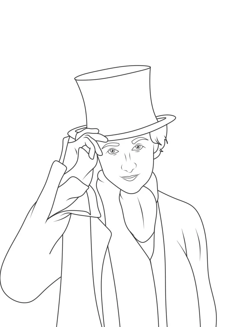 Disegno Wonka che alza il suo cilindro da colorare Disegno Wonka che alza il suo cilindro da colorare