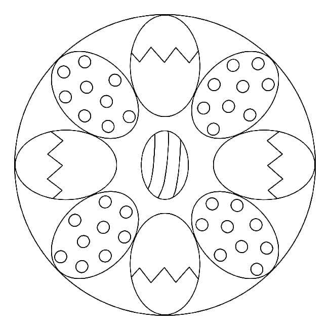 Disegno Mandala di Pasqua con uova da colorare Disegno Mandala di Pasqua con uova da colorare
